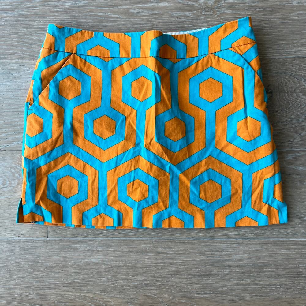 Loudmouth Golf South Beach Skort Size 8 Blue Orange Geometric Tennis Skirt